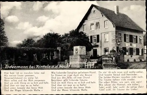 Ak Todenmann Rinteln in Niedersachsen, Gast- und Pensionshaus Reese, Weserlied