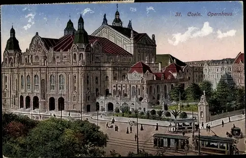 Ak Köln am Rhein, Opernhaus, Straßenbahn