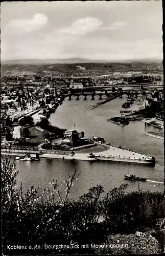 Ak Koblenz am Rhein, Deutsches Eck, Moselmündung