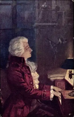 Künstler Ak Balestrieri, L., Komponist Wolfgang Amadeus Mozart