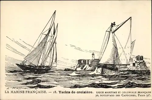 Künstler Ak Haffner, La Marine Francaise, Yachts de croisiere
