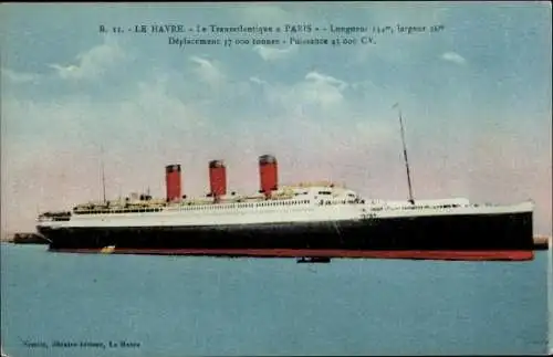 Ak Le Havre Seine Maritime, Le Transatlantique Paris, Dampfer, CGT, French Line