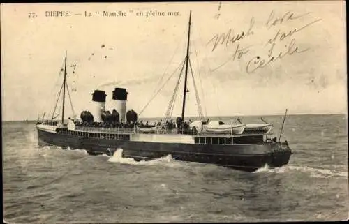 Ak Dieppe Seine Maritime, La Manche en pleine Mer, Dampfer MM