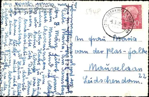Ak Oberkirchen Schmallenberg im Sauerland, Teilansicht mit Gasthof Schauerte
