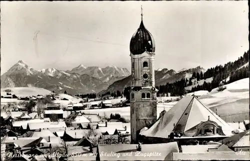 Ak Nesselwang im Allgäu, Säuling, Zugspitze, Kirchturm