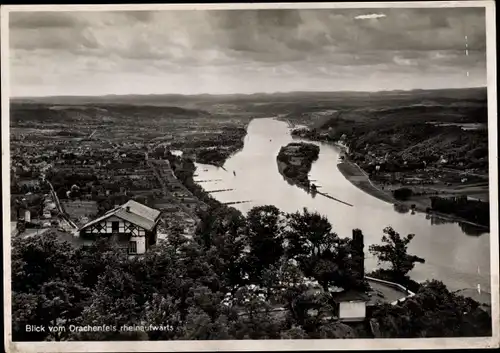 Ak Königswinter am Rhein, Blick vom Drachenfels, rheinaufwärts