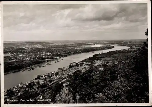 Ak Königswinter am Rhein, Blick vom Drachenfels rheinabwärts