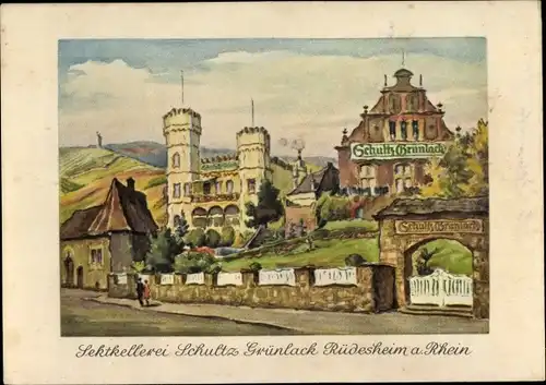 Ak Rüdesheim am Rhein, Sektkellerei Schultz Grünlack