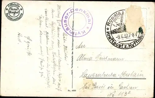 Ak Steinthaleben Kyffhäuserland in Thüringen, Kyffhäuser, Kaiser Wilhelm Denkmal