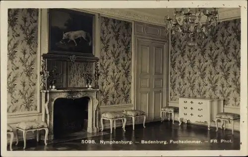 Ak Nymphenburg München Bayern, Badenburg, Fuchszimmer