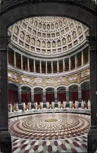 Ak Kelheim Niederbayern, Innenansicht der Befreiungshalle, Engelstatuen, Kuppel