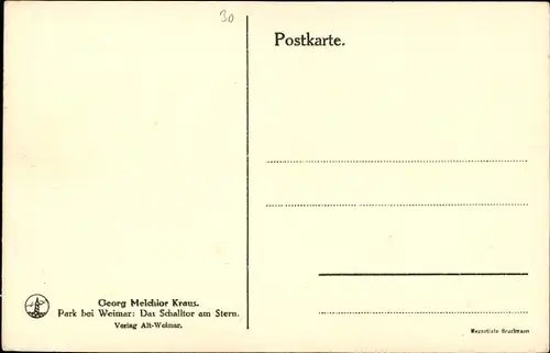 Künstler Ak Kraus, G. M., Weimar in Thüringen, Parkpartie, Schalltor am Stern