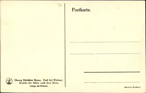 Künstler Ak Kraus, G. M., Weimar in Thüringen, Parkpartie, Ansicht d. Fähre nach dem Stern