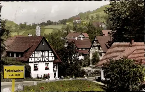 Ak Sasbachwalden im Schwarzwald, Ortseingang, Fachwerkhäuser