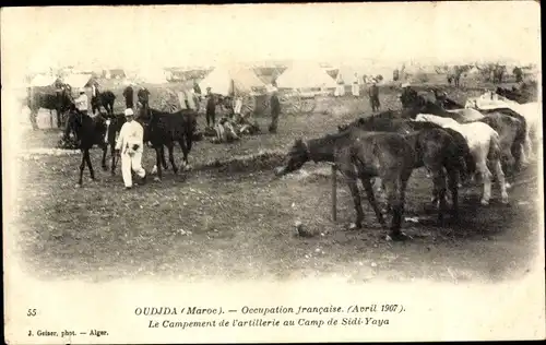 Ak Oudjda Oujda Marokko, Le Campement de l'artillerie au Camp de Sidi Yaya, Occupation francaise