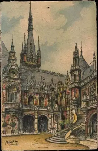 Künstler Ak Barday, Fécamp Seine Maritime, Benedictine, La Cour d'Honneur