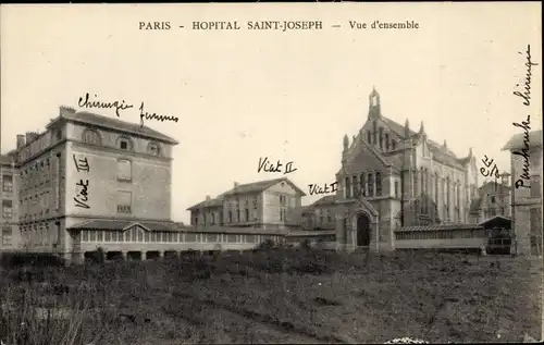 Ak Paris XIV Observatoire, Hopital Saint Joseph, Vue d'ensemble