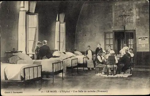 Ak Le Mans Sarthe, Hopital, Une Salle de Malades, Hommes