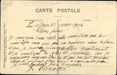 Ak Le Mans Sarthe, Hopital, Une Salle de Malades, Hommes