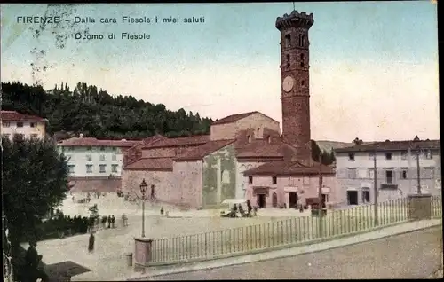 Ak Firenze Florenz Toscana, Dalla cara Fiesole i miei saluti Duomo di Fiesole