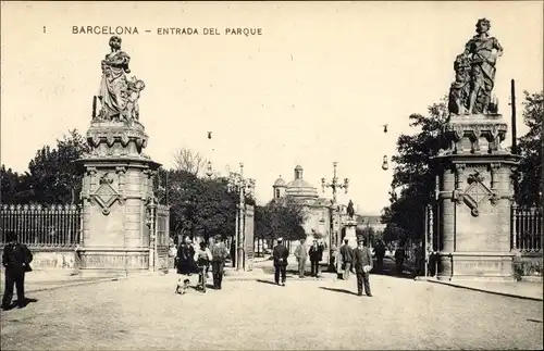 Ak Barcelona Katalonien Spanien, Entrada del Parque