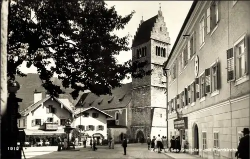 Ak Zell am See in Salzburg, Stadtplatz, Pfarrkirche