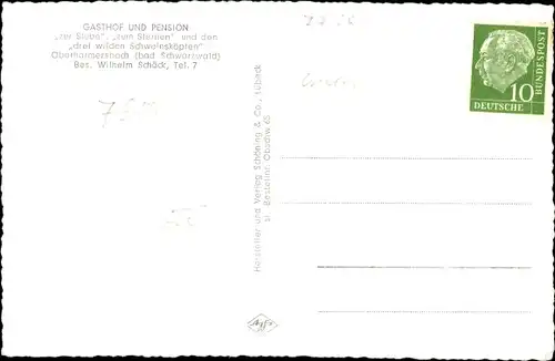 Ak Oberharmersbach im Schwarzwald, Gasthof zur Stube, zum Sternen u. d. drei wilden Schweinsköpfen