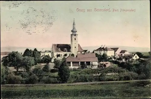 Ak Gerersdorf in Niederösterreich, Blick auf den Ort, Kirche
