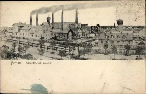 Ak Pärnu Pernau Estland, Zellstofffabrik Waldhof, Wassertürme