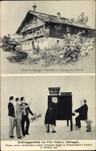 Ak Iselsberg-Stronach Tirol, Franz Defreggers Geburtshaus, Ederhof, Erstlingsgemälde, Dölsach