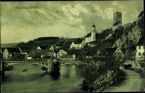Ak Rechtenstein in Baden Württemberg, Teilansicht, Brücke