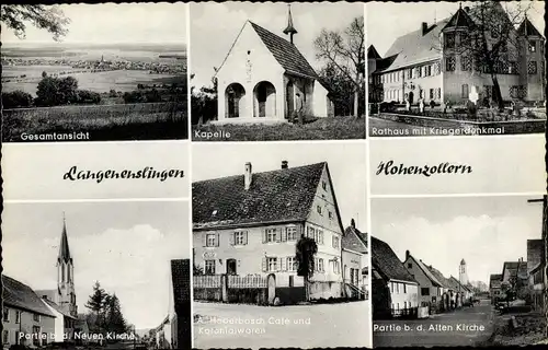 Ak Langenenslingen Baden Württemberg, Kapelle, Rathaus, Kriegerdenkmal, Cafe und Geschäft