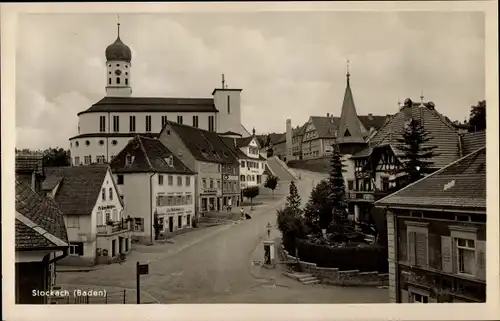 Ak Stockach im Hegau Baden, Teilansicht, Kirche, Geschäfte