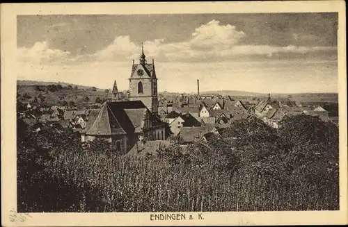 Ak Endingen am Kaiserstuhl, Kirche, Panorama