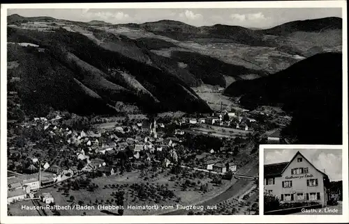 Ak Hausen  Raitbach im Wiesental Baden, Fliegeraufnahme, Gasthaus zur Linde