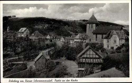 Ak Rurberg Simmerath in der Eifel, Kirche, Ortspartie