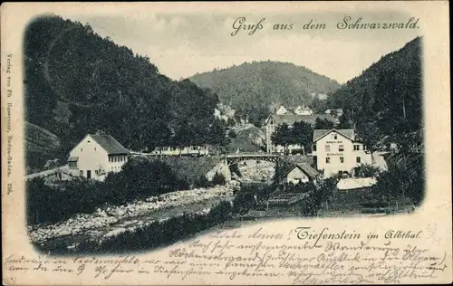 Ak Tiefenstein Görwihl in Baden, Albthal, Gasthaus, Brücke