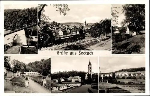 Ak Seckach in Baden Württemberg, Stadtbilder, Panorama vom Ort