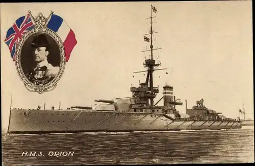 Ak Britisches Kriegsschiff, Royal Navy, HMS Orion