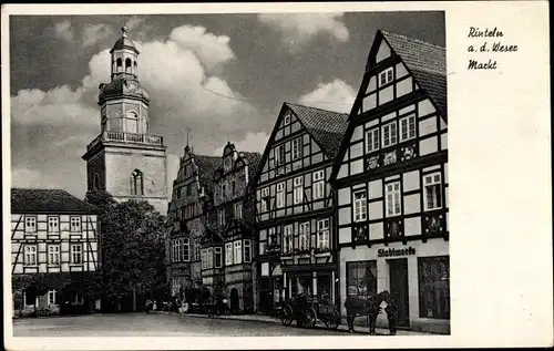 Ak Rinteln an der Weser, Alte Häuser am Markt