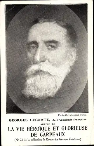 Ak Georges Lecomte, Auteur de La Vie Heroique et Glorieuse de Carpeaux, Reklame, Imprimerie Plon