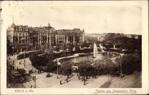 Ak Köln am Rhein, Partie am Deutschen Ring, Straßenbahn