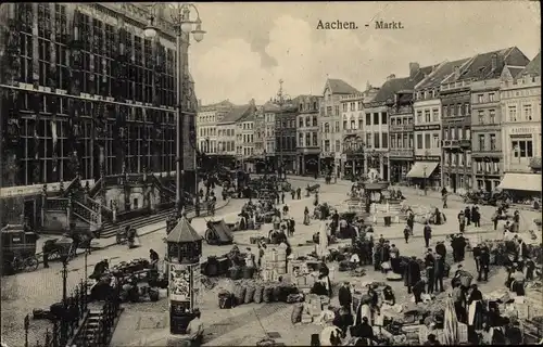 Ak Aachen in Nordrhein Westfalen, Markt, Händler