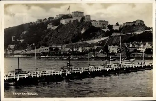 Ak Ehrenbreitstein Koblenz am Rhein, Blick zur Festung