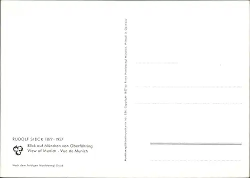Künstler Ak Sieck, R., München Bayern, Blick von Oberfähring