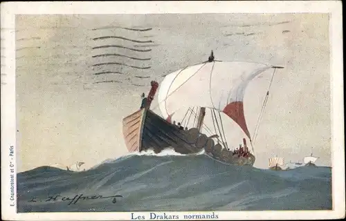 Künstler Ak Haffner, L, Les Drakars normands