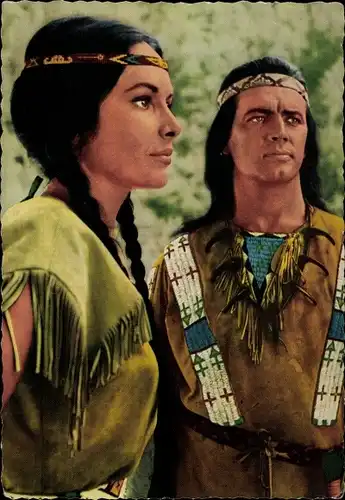 Ak Filmszene, Schauspieler, Nscho Tschi, Winnetou, Indianer