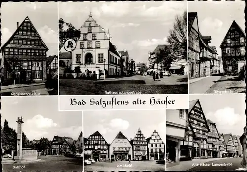 Ak Bad Salzuflen in Lippe, Rathaus, Salzhof, Ritterstraße, Alte Häuser Langestraße, Markt