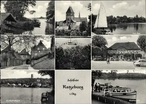 Ak Ratzeburg im Herzogtum Lauenburg, Markt, See, Fischerei, Steintor, Aussichtsturm, Küchensee, Dom