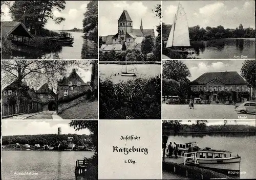 Ak Ratzeburg im Herzogtum Lauenburg, Markt, See, Fischerei, Steintor, Aussichtsturm, Küchensee, Dom